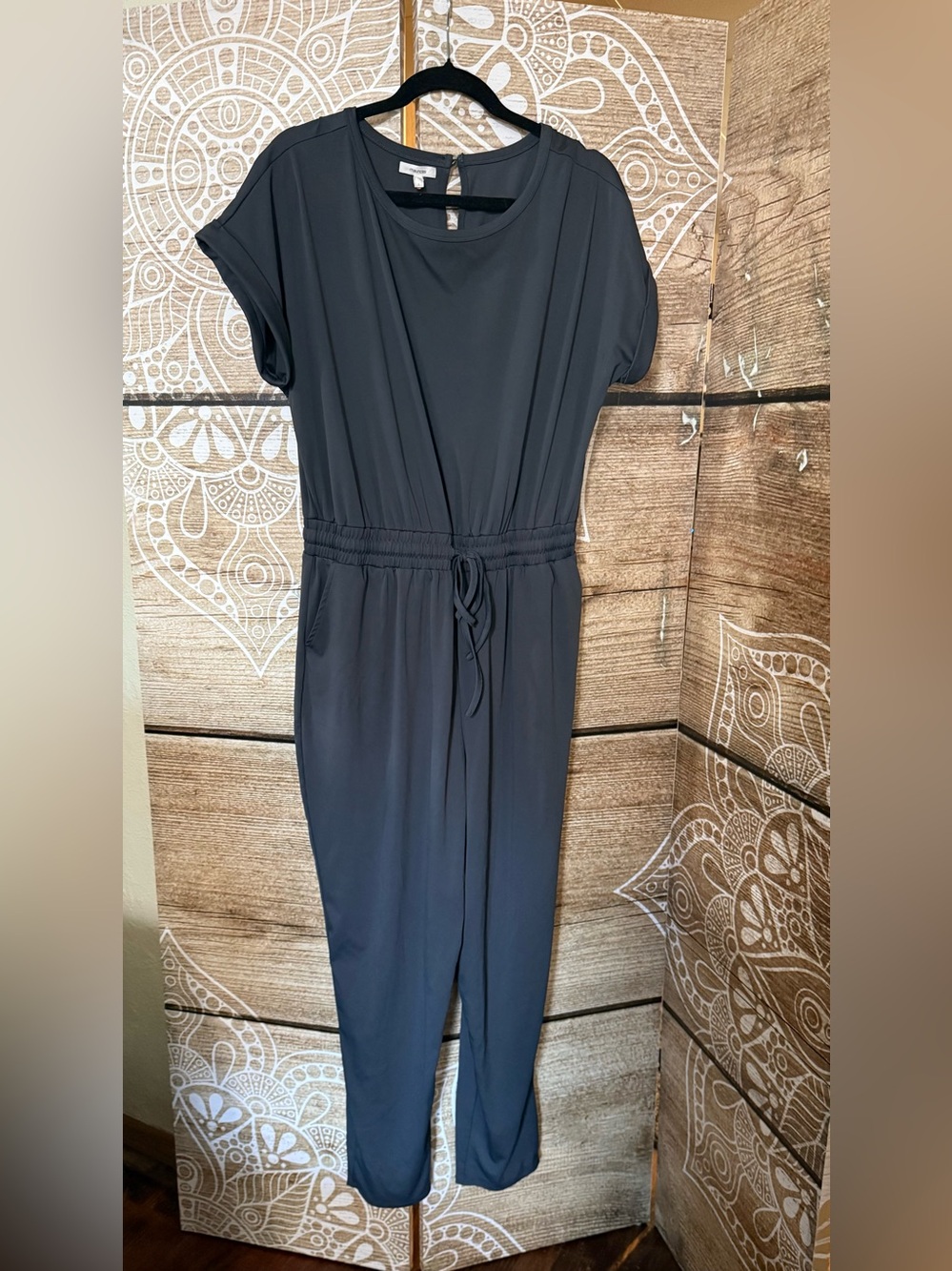 Maurices Black Long Sleeve Jumpsuit with Drawstring Waist